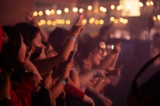 Crowd shot, front row at Waterparks show at Ace of Spades in Sacramento.